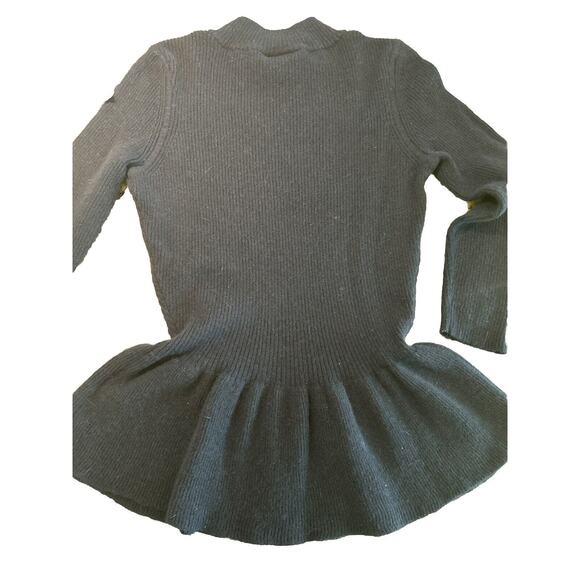 Tory Burch Madeline Med Wool Long Sleeve Rib Peplum Sweater Navy Blue Angora EUC - Picture 9 of 11